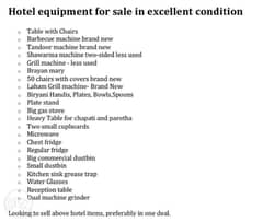 Hotel equipments and all other accessories 0