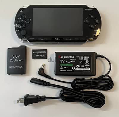 BLACK Sony PSP 1000 System with Charger & 64gb Memory Card Bundle