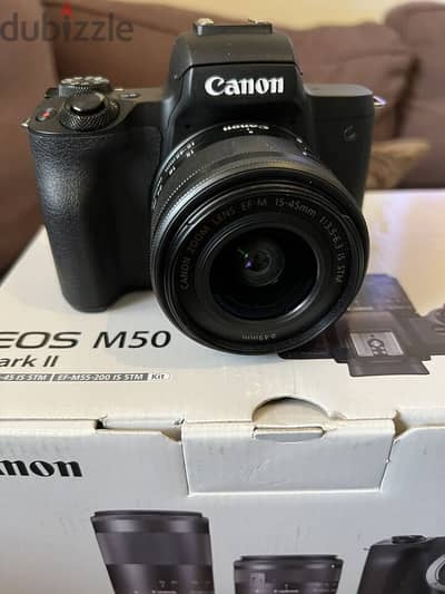 Canon E O S M50 Mark II Mirrorless 15-45mm and 55-200mm Lenses