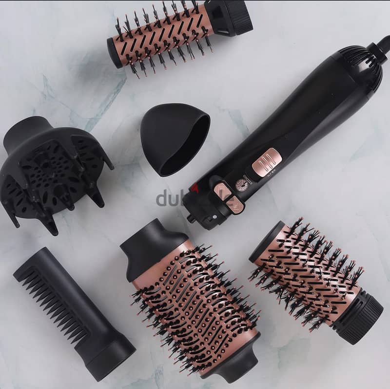 COZMO - 6 IN 1 ROTATING HAIR STYLING BRUSH - FULL BLack 1