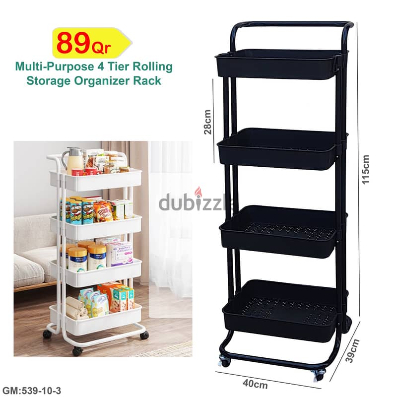 Rolling Utility Storage Cart, Space-Saving Mobile Storage Shelving Or 2