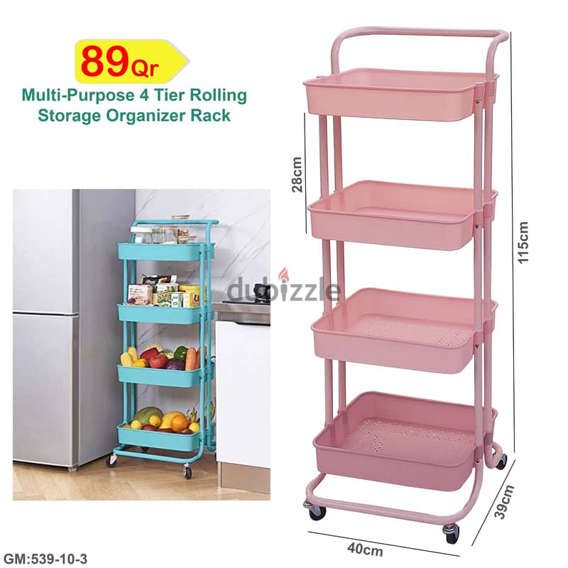 Rolling Utility Storage Cart, Space-Saving Mobile Storage Shelving Or 3