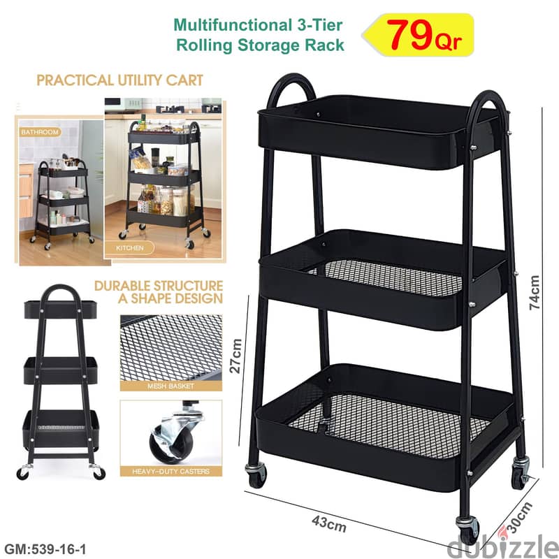 Rolling Utility Storage Cart, Space-Saving Mobile Storage Shelving Or 8