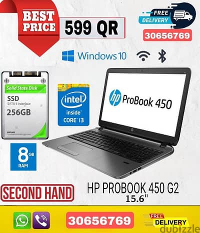 USED LAPTOP HP PROBOOK, 8GB RAM 256GB SSD