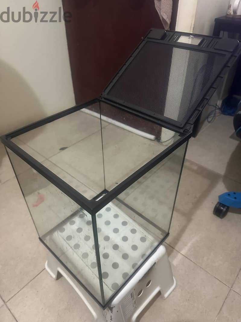 USED Glass Terrarium/Tank 30x30x35 with mesh cover (removable) FOR SAL 2