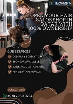 Open Your Hair Salon Shop In Qatar With 100% Ownership in Qatar