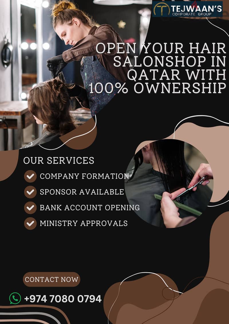 Open Your Hair Salon Shop In Qatar With 100% Ownership in Qatar 0