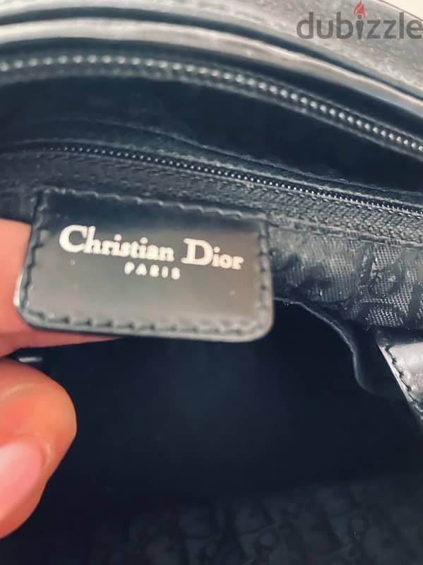 Authentic Christian Dior Black Leather Dice Bag 4