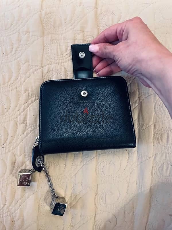 Authentic Christian Dior Black Leather Dice Bag 8