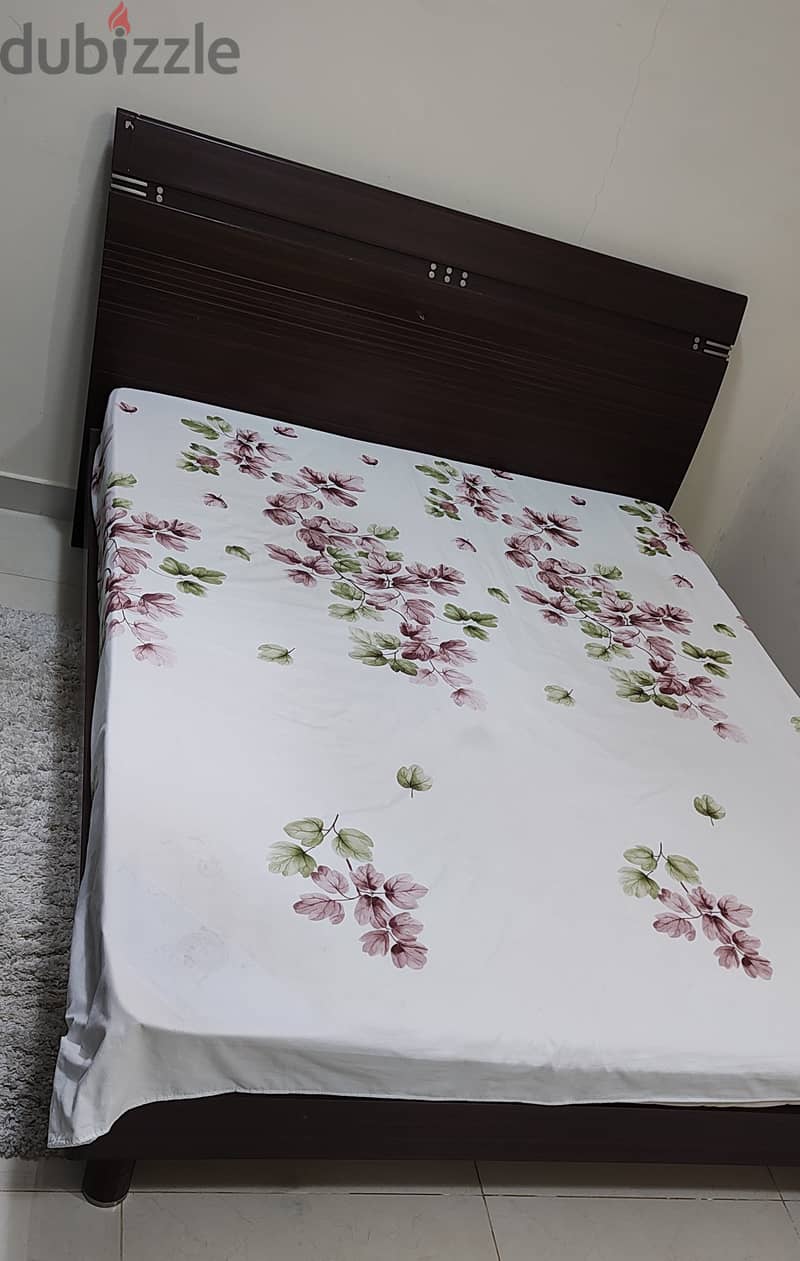 Queen-size cot with mattress 1