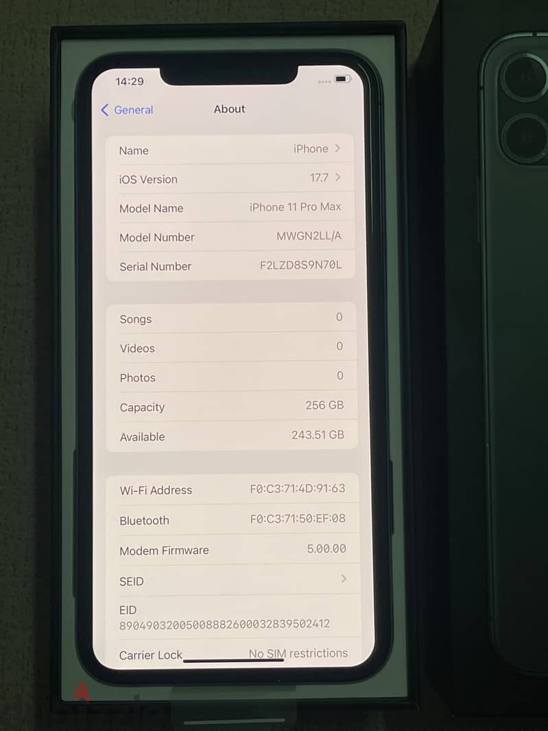 I PHONE 11 PRO MAX 256 GB 91 BATTERY 7