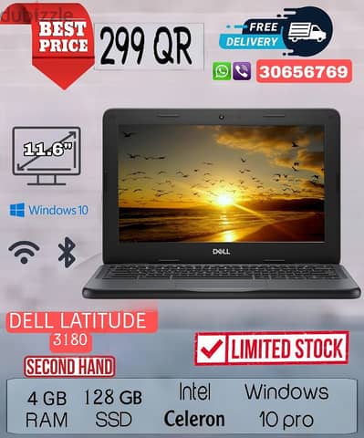 USED LAP DELL 3180,4GB RAM 128GB SSD