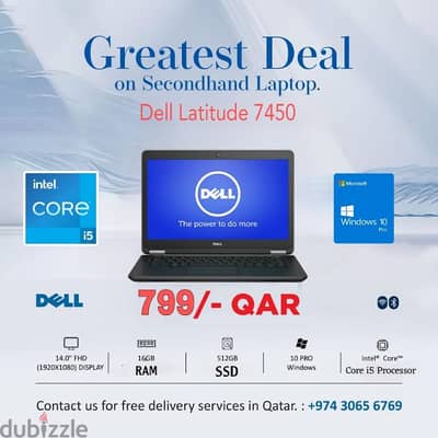 USED DELL LATITUDE 7450 16GB RAM, 512GB SSD, CORE I5