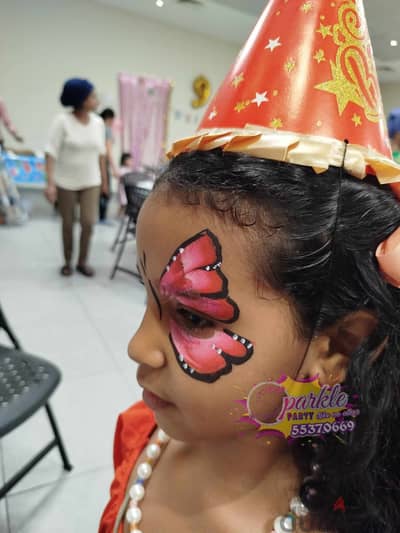 Face paint, baloon decoration,kids game hosting, kids table and chairs