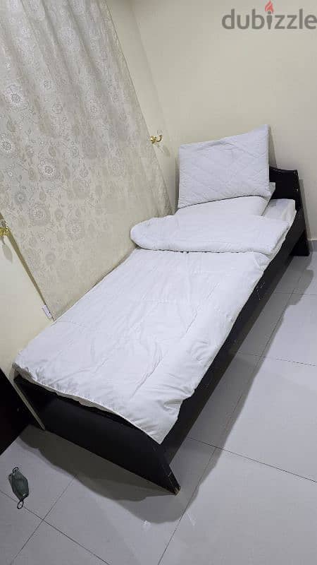 single bed frame with mattress سرير بمرتبة 3