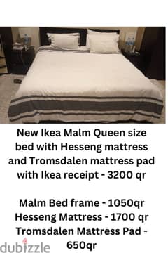 Malm bed frame with 4 storage boxes, Hesseng mattress 0