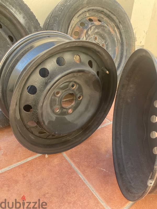 5 bolts 4 Rims + 2 tires for sale 1