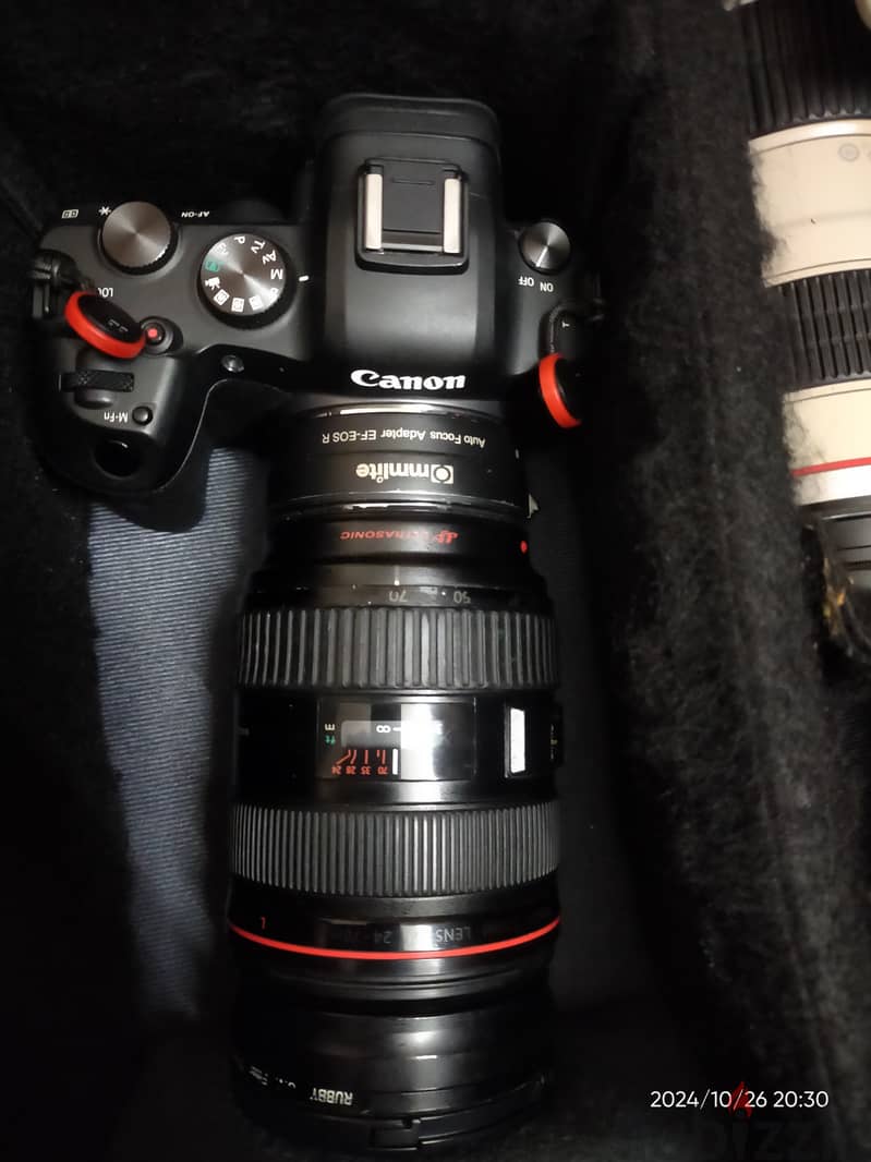 CANON EOSR6 BODY + EF 24-70 2.8+ 70-200 lens +EF-RF ADAPTOR 5