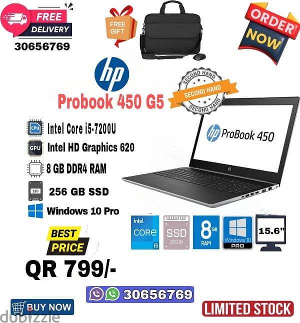 Used Laptop Hp probook 450 g5,8gb ram, 256gb ssd 0