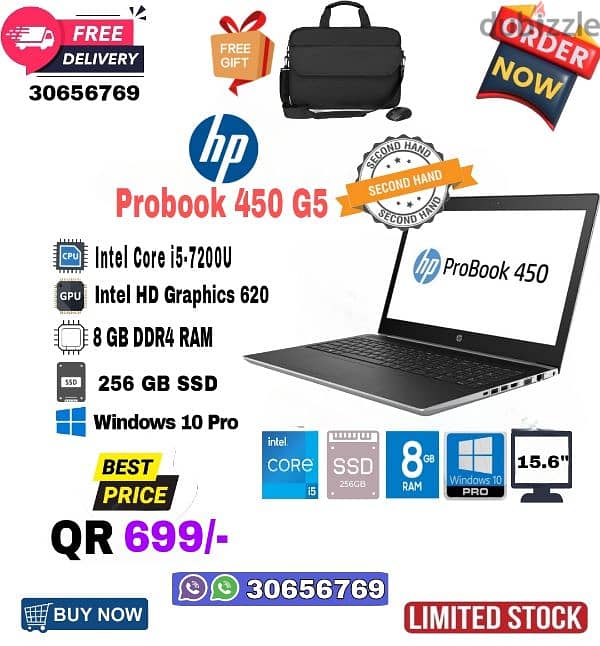 Used Laptop Hp probook 450 g5,8gb ram, 256gb ssd 0