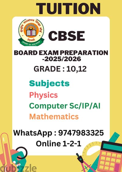 TUITION  Physics , CS , Math (1-2-1) ONLINE  WhatsAPP : +91 9747983325