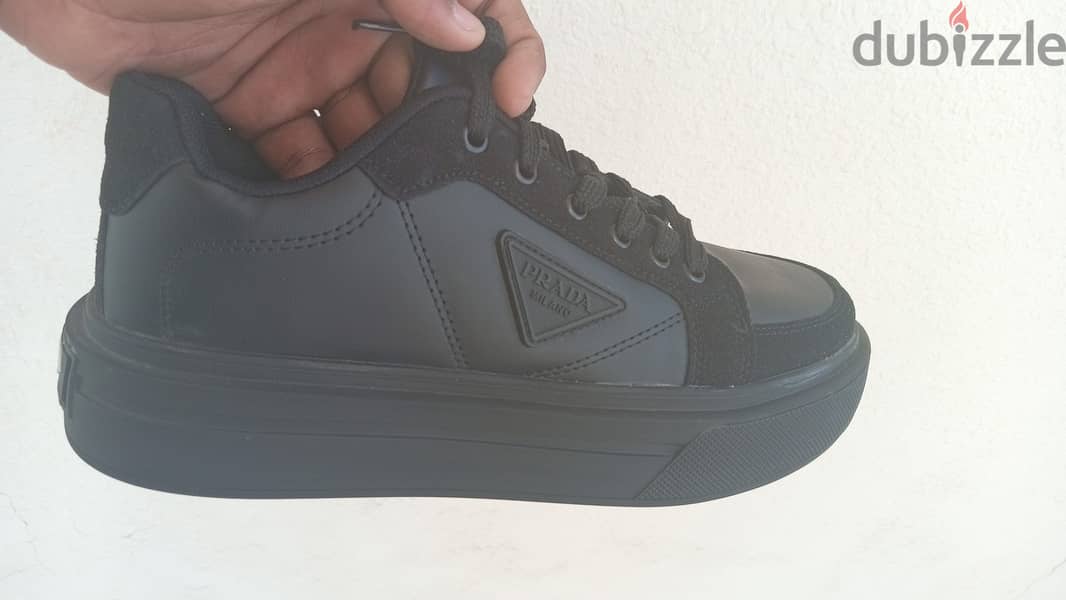 PRADA black leather nad suede low top sneakers  original 4