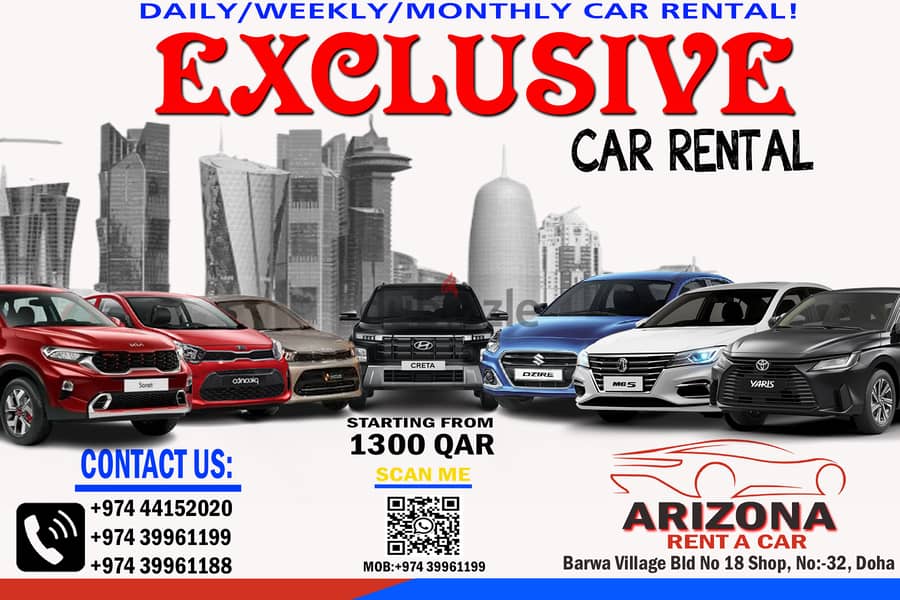 BEST DEAL FOR BEST CAR ! STARTING FROM 1300 QAR PER MONTH ! 39961199 0