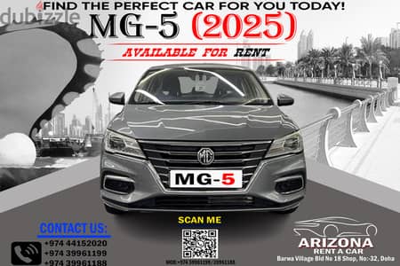 BRAND NEW (0KM) MG-5  2025 MODEL CAR FOR RENT !! BOOK NOW: 39961199