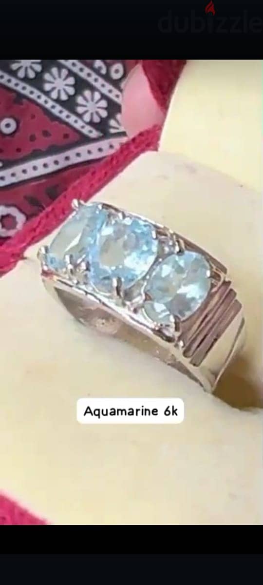 Aquamarine three stone ring in 925 sterling silver 0