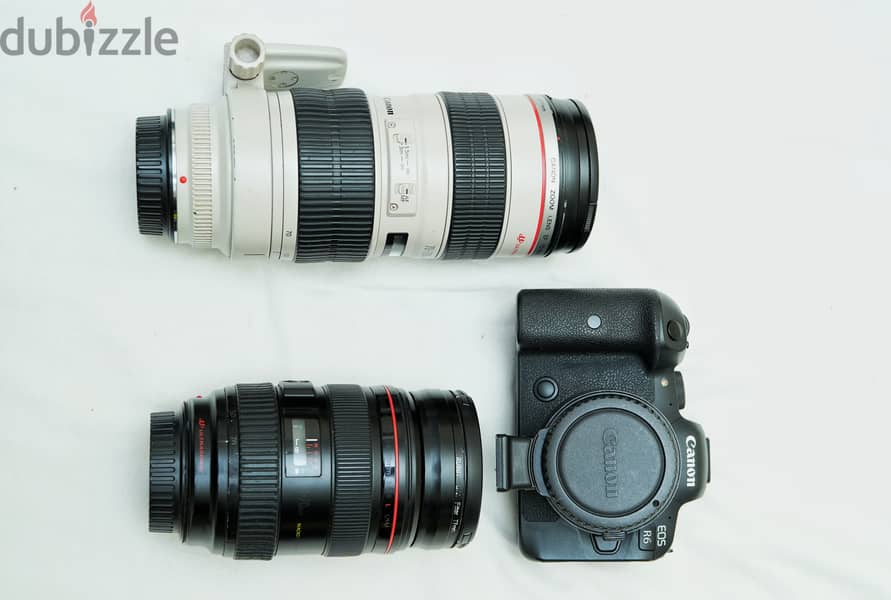 CANON EOSR6 BODY+EF 24-70 2.8+ 70-200 lens+EF-RF ADAPTOR 2