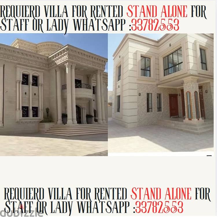 REQUIERD VILLA FOR RENTED STAND ALONE 0