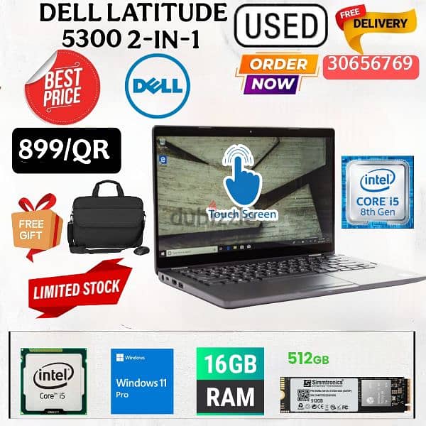 Used laptop Dell 5300 2in1 touchscreen, 16gb ram, 512gb ssd 0