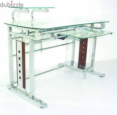 Glass Top PC Table with Stainless Steel Frame