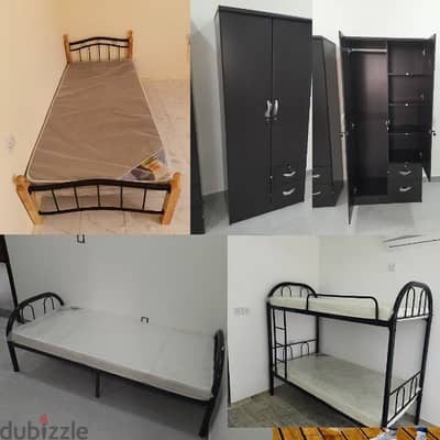 Brand New Single Bed  and Double Bed, Cabinet