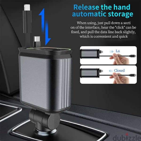 Wholesale Portable Retractable Car Charger 4 in 1 3