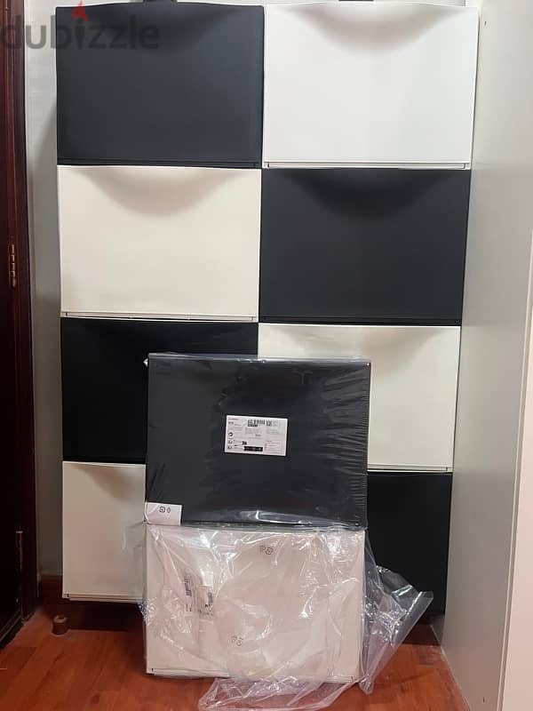 IKEA 2 pcs Shoes Cabinet Set Black & White 1