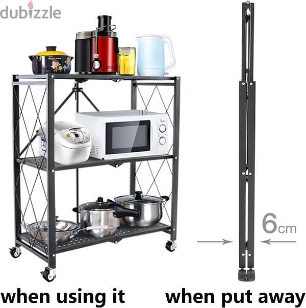 Heavy Duty Foldable Metal Storage Rack with Movable While 3