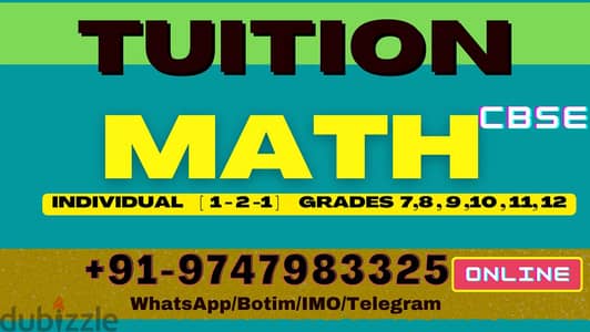 TUITION  MATH CBSE 8,9,10,11, 12  1-2-1 :WhatsApp : +91 9747983325