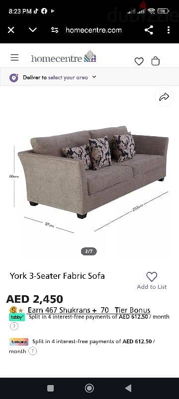 For sale Home center 7 seater sofa set 3