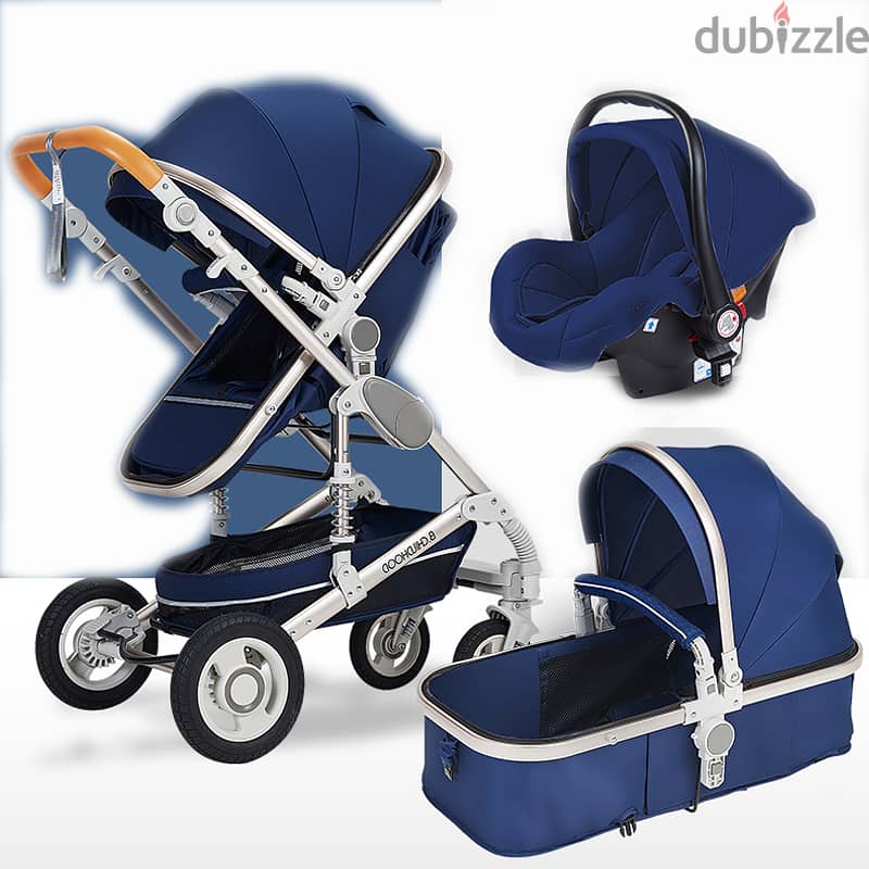 Luxury Baby Stroller 2 in 1 Newborn Pram Foldable Infant Pushchair Bas 0