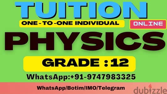 TUITION  Physics G-10 ,12 (1-2-1) CBSE  WhatsApp  : +91 9747983325