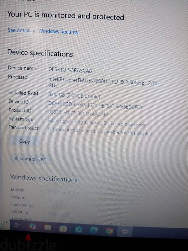 Dell laptop i5 7 gen 8 Gb 256gb SSD 3