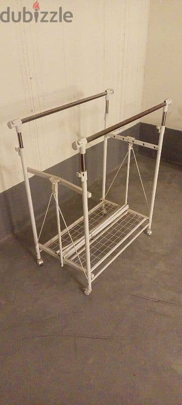 Cloths Drying And Hanging Rack Twin ,Stainless Steel,foldable,Wheels