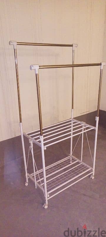 Cloths Drying And Hanging Rack Twin ,Stainless Steel,foldable,Wheels 2