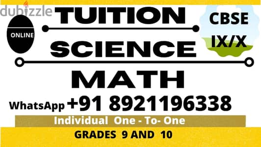 TUITION SCIENCE , MATH  - GRADE 9,10  WhatsApp: +91 8921196338