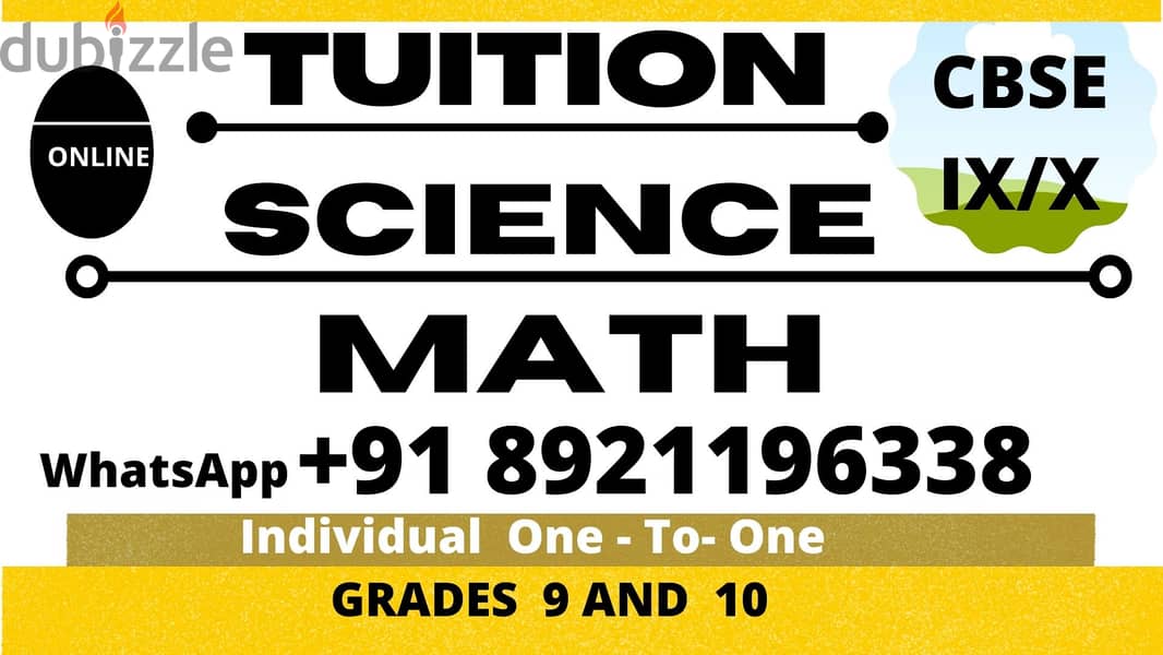 TUITION SCIENCE , MATH  - GRADE 9,10  WhatsApp: +91 8921196338 0