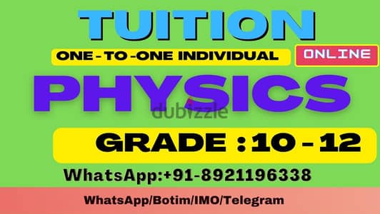 TUITION PHYSICS G -10 ,12 * (1-2-1) CBSE WhatsApp : +91 9747983325