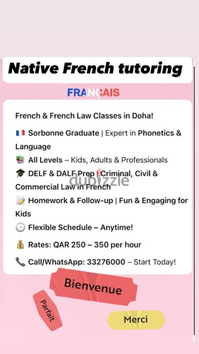 Native French tutoring