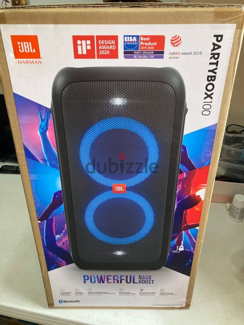 JBL PartyBox 100 Portable Bluetooth Party Speaker Powerful Bass Boost ...