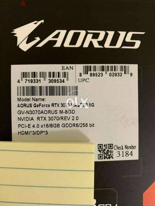 NEW GIGABYTE NVIDIA GeForce RTX 3070 AORUS Master 8 GB LHR 1